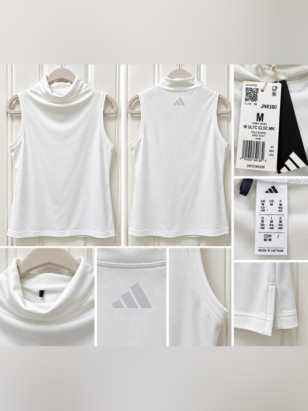 NWT Adidas Ultimate365 Butterspun Mock Neck Golf Top White M